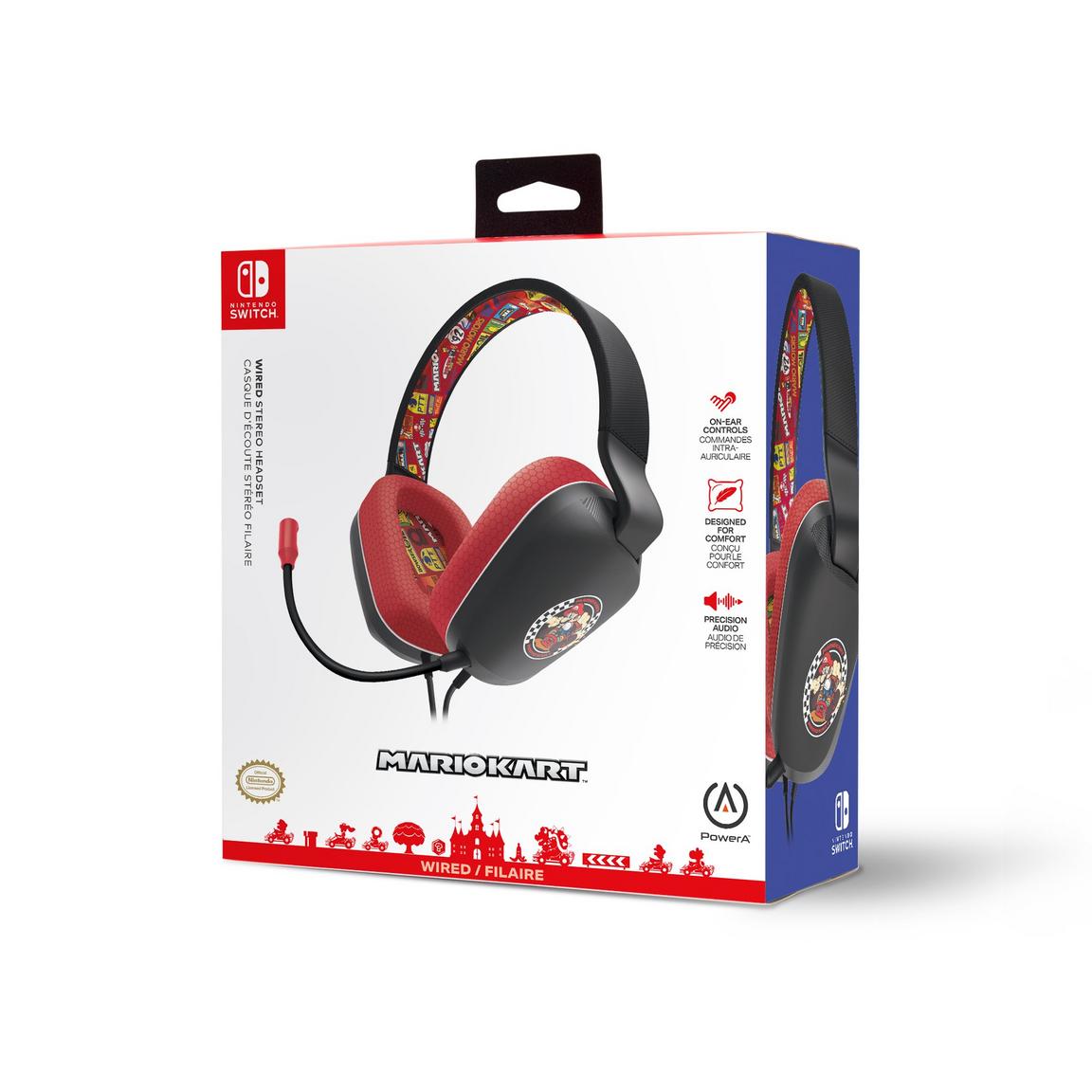 PowerA Wired Stereo Headset for Nintendo Switch - Mario Kart Rivals