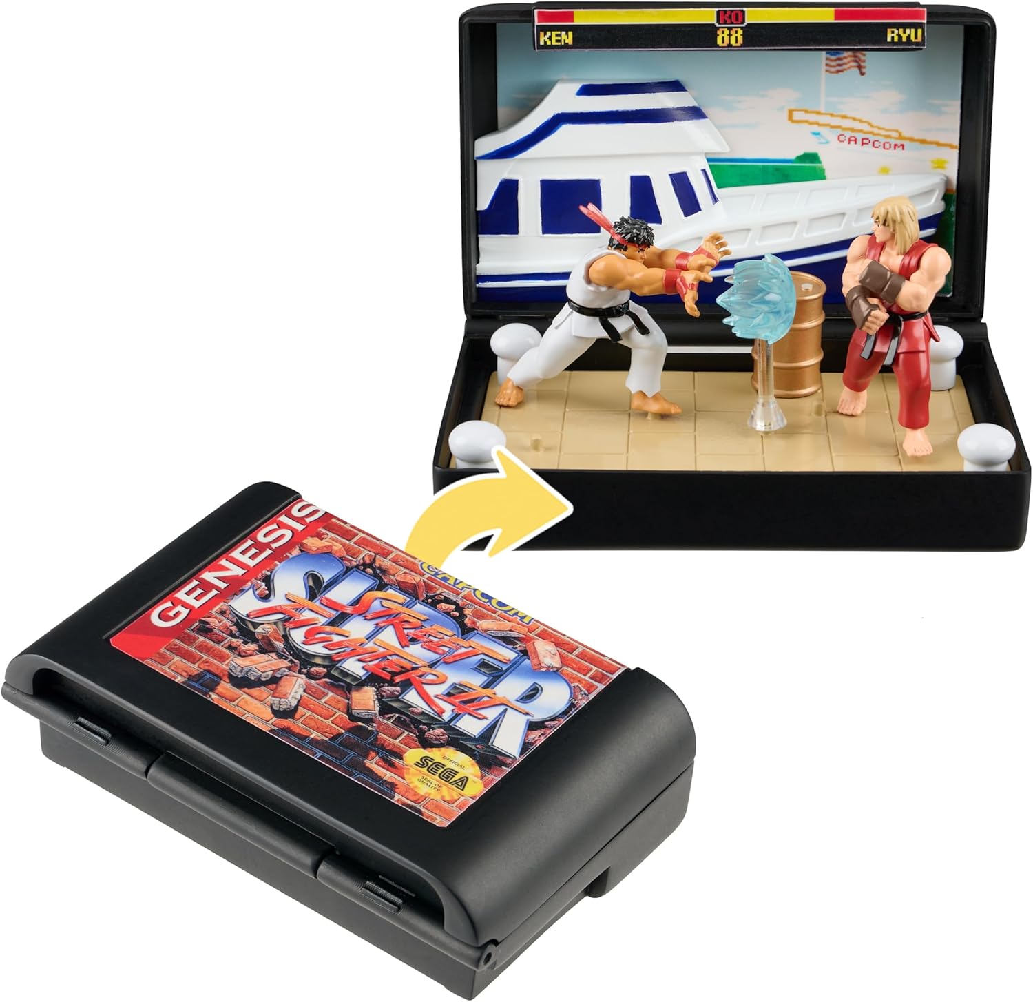 Street Fighter II Sega Genesis Console Heroes Ken Stage Diorama Mini Diorama