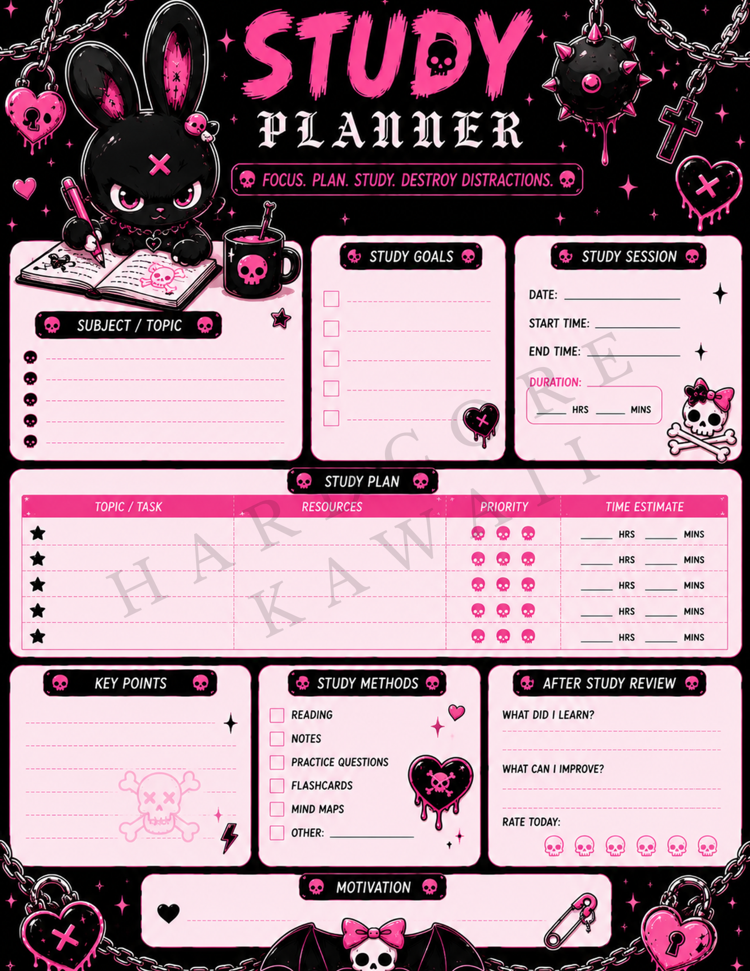 Hardcore Kawaii Digital Planner Bundle Printable