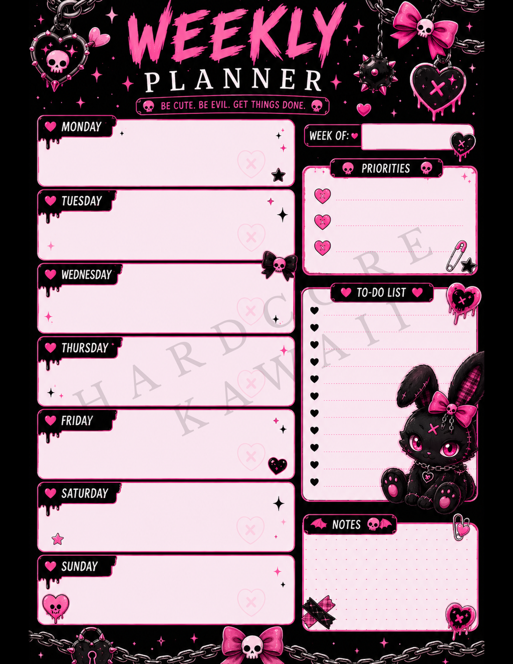 Hardcore Kawaii Digital Planner Bundle Printable