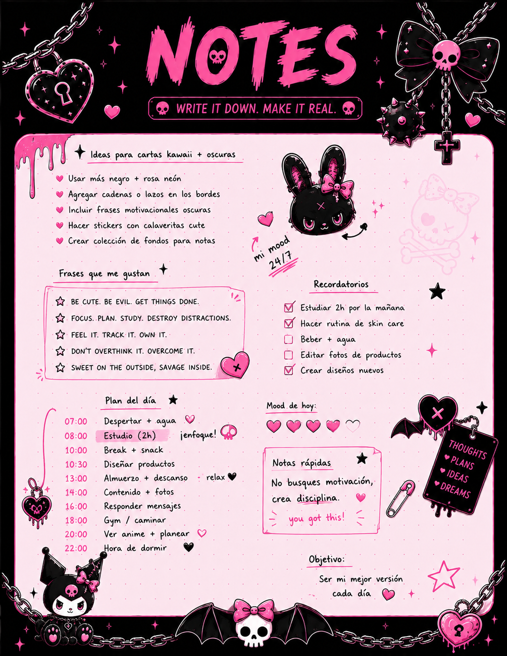 Hardcore Kawaii Digital Planner Bundle Printable