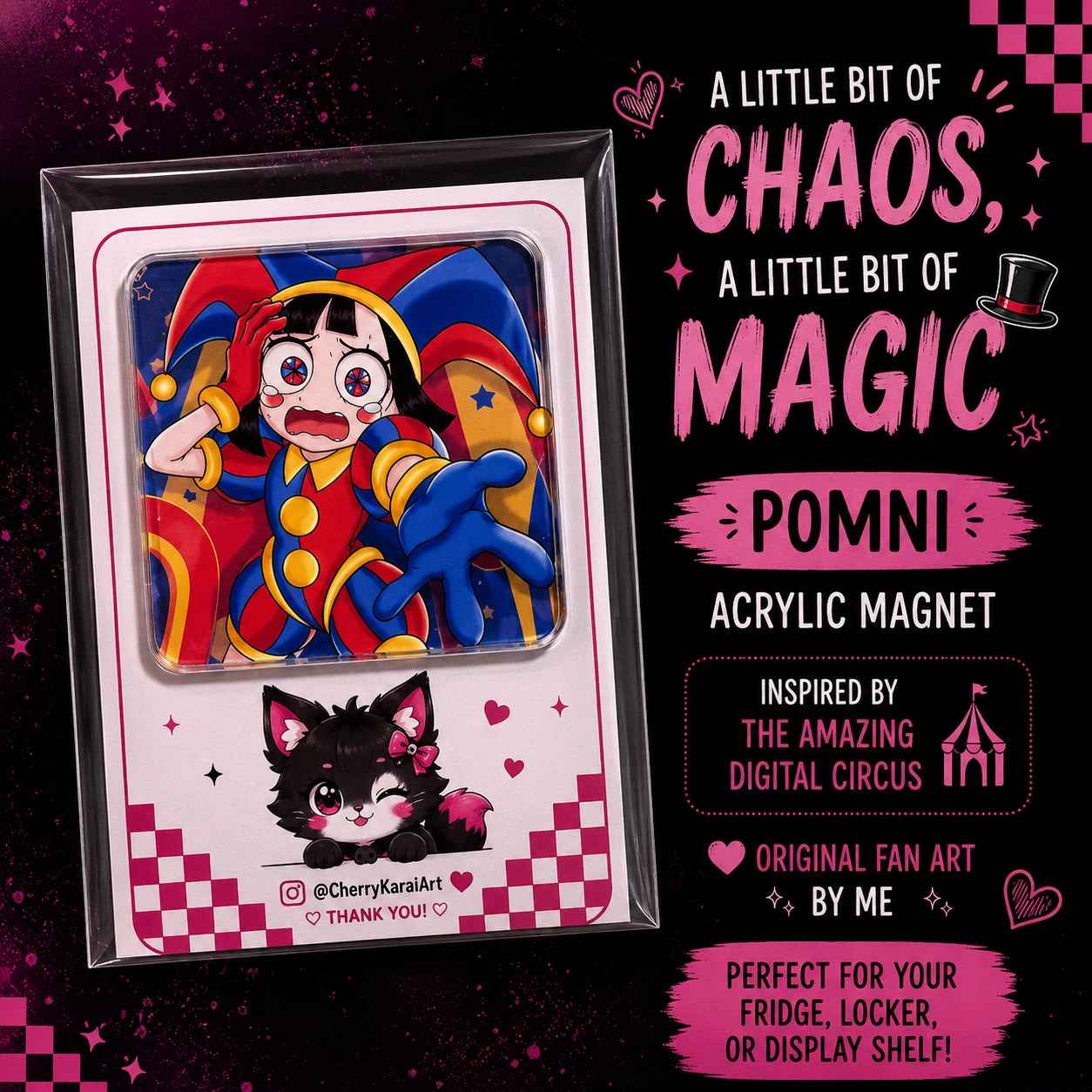 Pomni Acrylic Magnet: Inspired by The Circus Fan Art