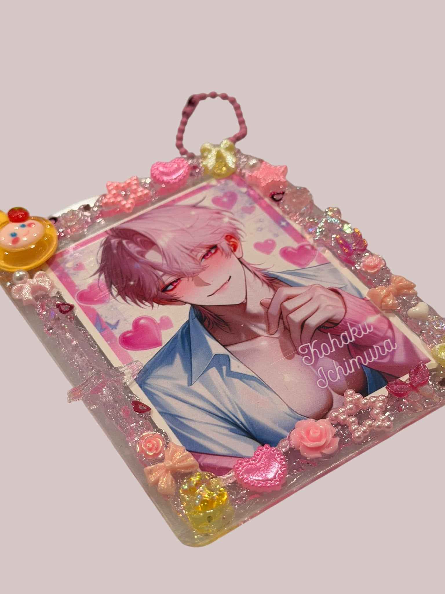 Anime Cute Boy Top Loader Keychain: husbando Photocard Holder Bag Charm
