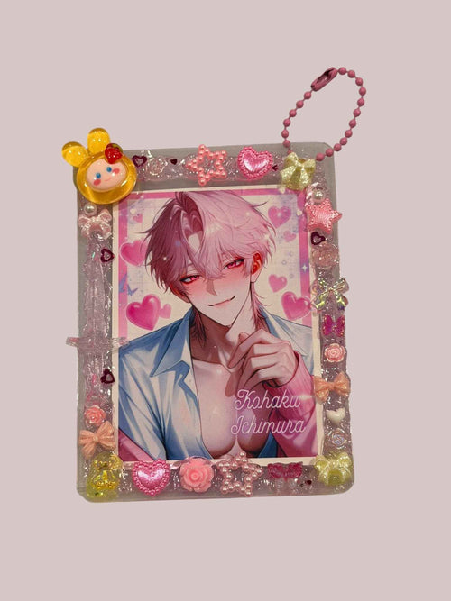 Anime Cute Boy Top Loader Keychain: husbando Photocard Holder Bag Charm