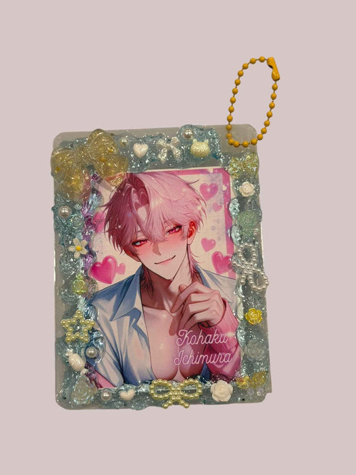 Anime Cute Boy Top Loader Keychain: husbando Photocard Holder Bag Charm