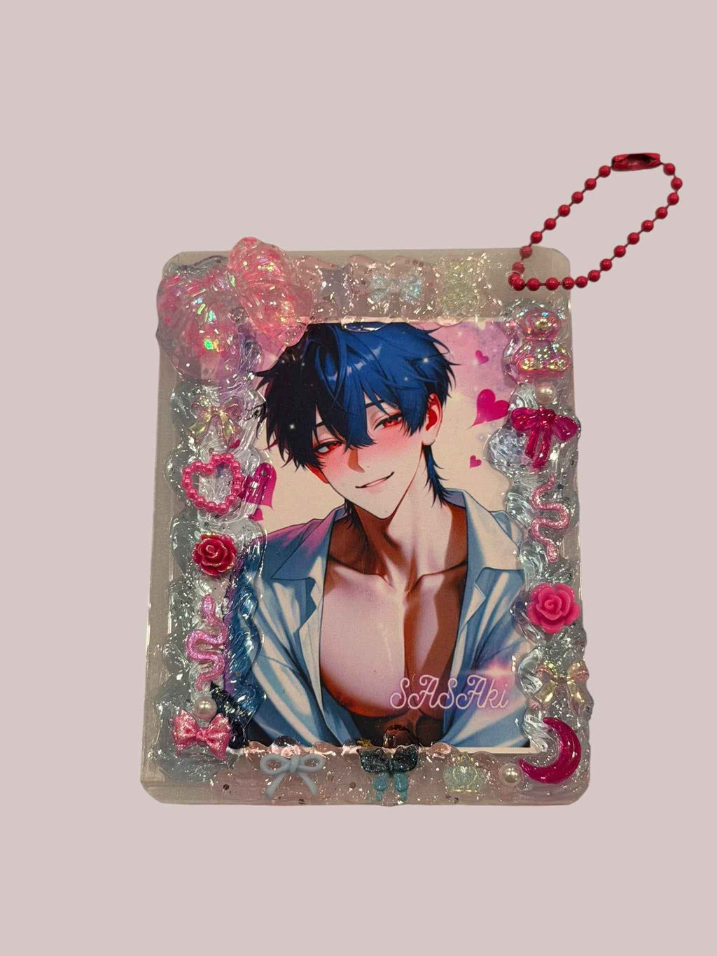 Anime Cute Boy Top Loader Keychain: husbando Photocard Holder Bag Charm