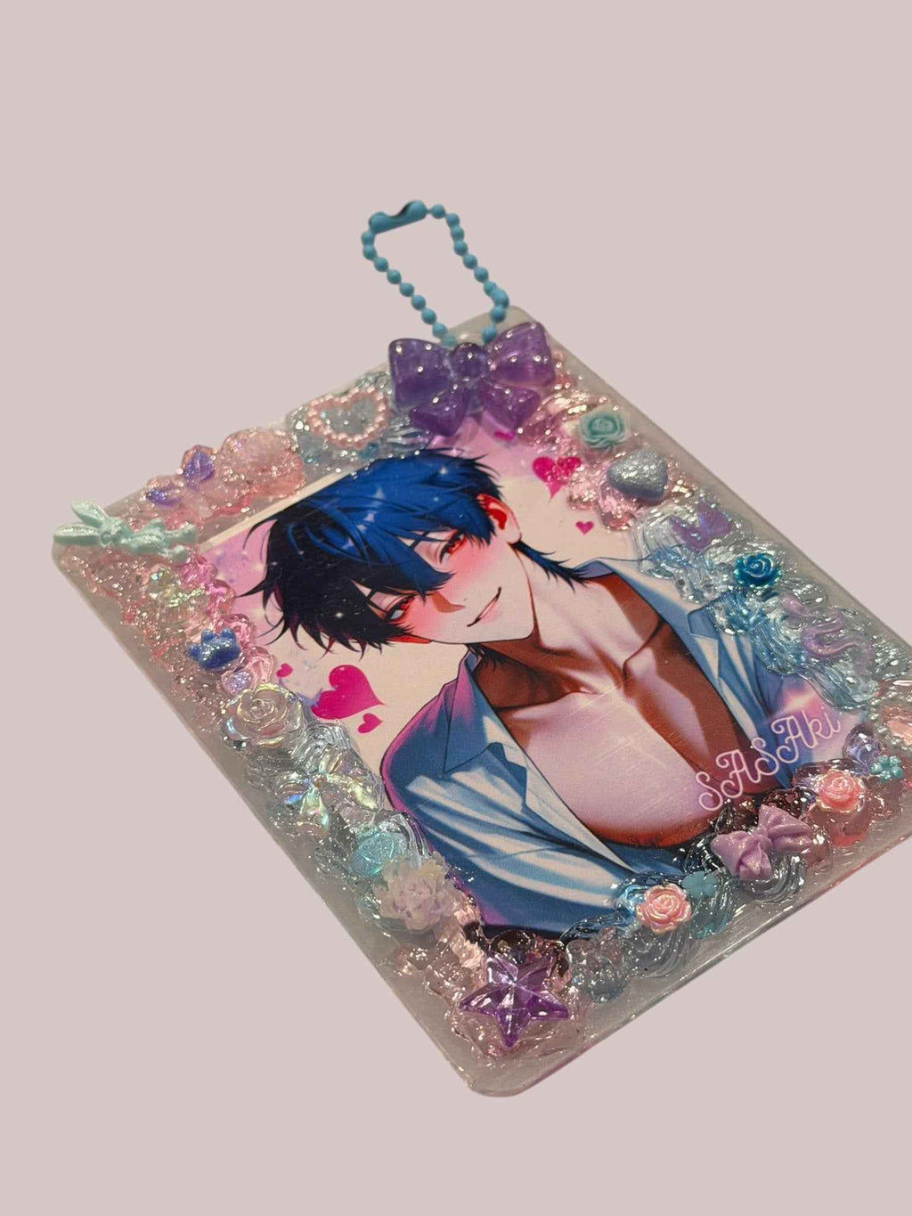 Anime Cute Boy Top Loader Keychain: husbando Photocard Holder Bag Charm
