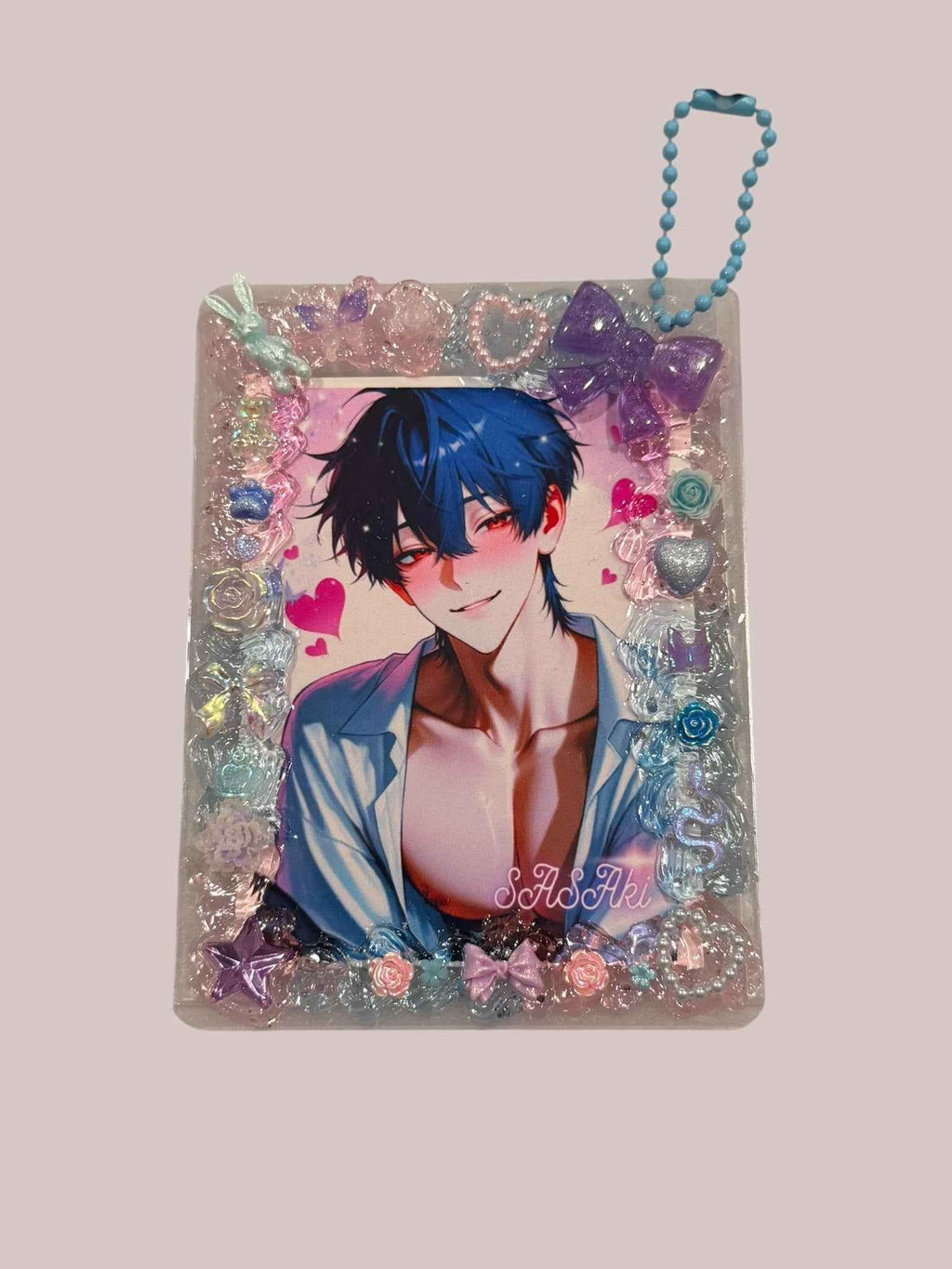 Anime Cute Boy Top Loader Keychain: husbando Photocard Holder Bag Charm