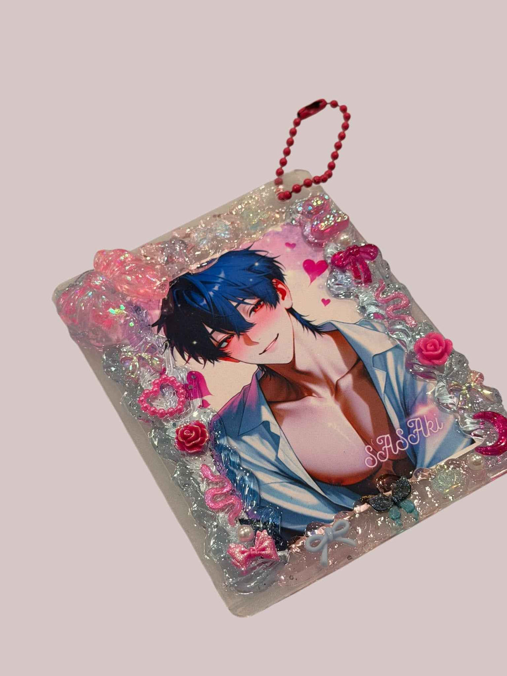 Anime Cute Boy Top Loader Keychain: husbando Photocard Holder Bag Charm